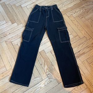 Black Cargo Pants with White stitching
